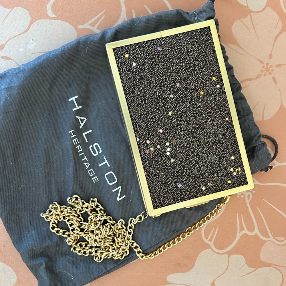 Halston Heritage Glittering Black and Gold crossbody/clutch